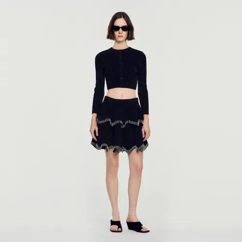 Cardigan court en maille velours - Sandro Paris - Modalova