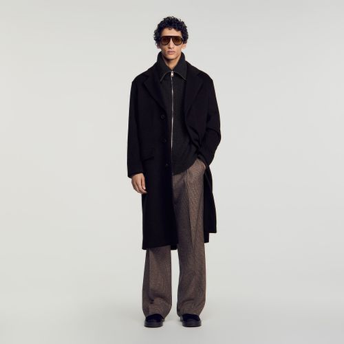 Manteau long en laine et cachemire - Sandro Paris - Modalova