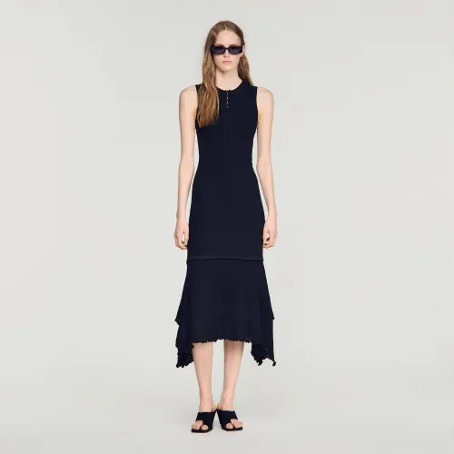 Robe longue à pointelle fantaisie - Sandro Paris - Modalova
