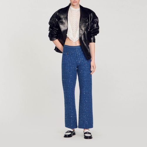 Pantalon en maille fantaisie - Sandro Paris - Modalova