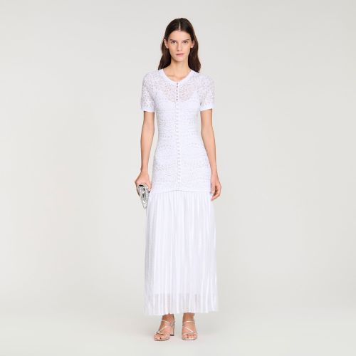 Robe longue en maille perlée - Sandro Paris - Modalova
