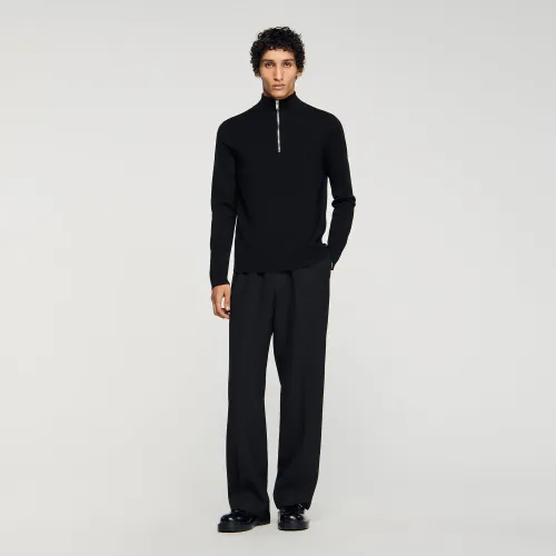 Pull en laine à col montant zippé - Sandro Paris - Modalova