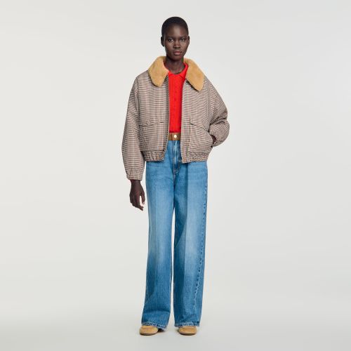 Manteau doublé fausse fourrure - Sandro Paris - Modalova