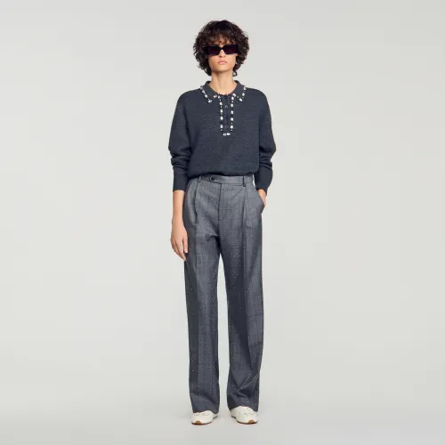 Pull col polo bijoux - Sandro Paris - Modalova