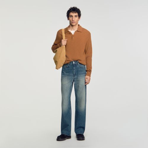 Jean baggy délavé en coton - Sandro Paris - Modalova