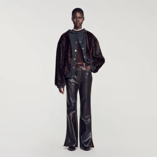 Blouson en fausse fourrure et maille - Sandro Paris - Modalova