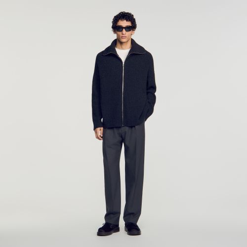 Cardigan à zip en laine texturée - Sandro Paris - Modalova