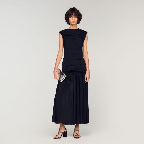 Robe longue drapée - Sandro Paris - Modalova