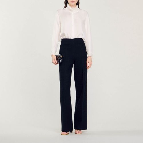 Chemise en soie à col froncé - Sandro Paris - Modalova