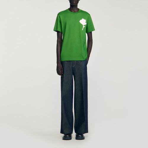 T-shirt à patch fleur - Sandro Paris - Modalova