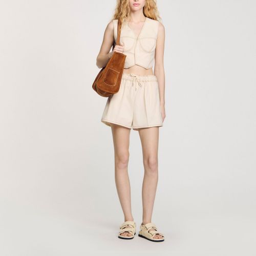 Short en denim élastiqué - Sandro Paris - Modalova
