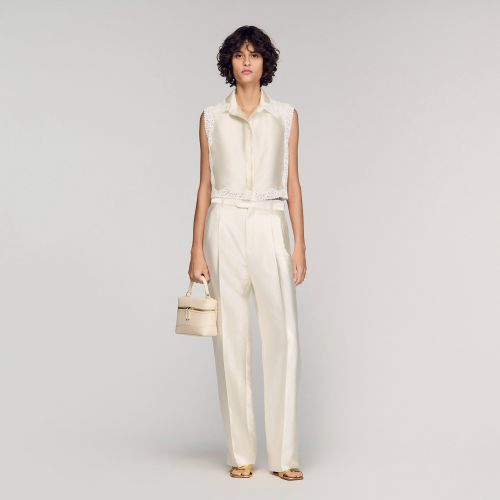 Pantalon satiné - Sandro Paris - Modalova