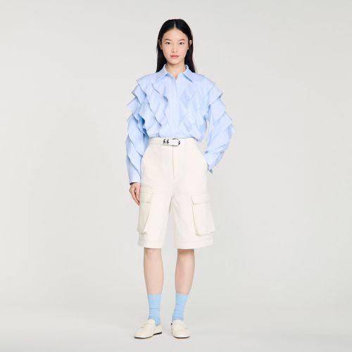 Chemise en coton à volants - Sandro Paris - Modalova