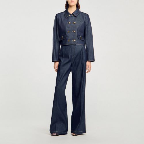 Pantalon de tailleur en denim - Sandro Paris - Modalova