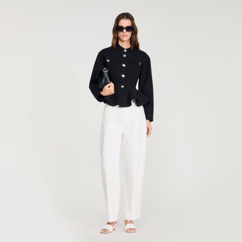 Veste courte à basque volantée - Sandro Paris - Modalova