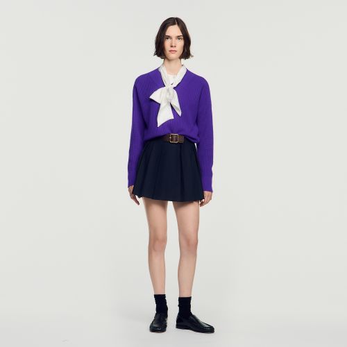Jupe courte plissée en laine - Sandro Paris - Modalova