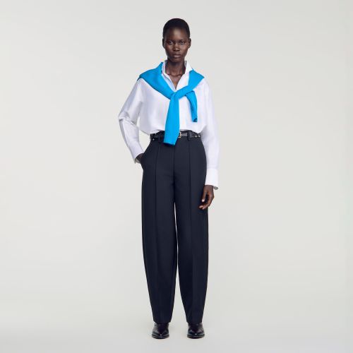 Pantalon barrel en tweed - Sandro Paris - Modalova