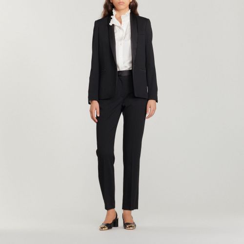 Pantalon avec empiècement de satin - Sandro Paris - Modalova