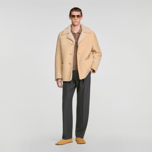 Veste en peau lainée - Sandro Paris - Modalova
