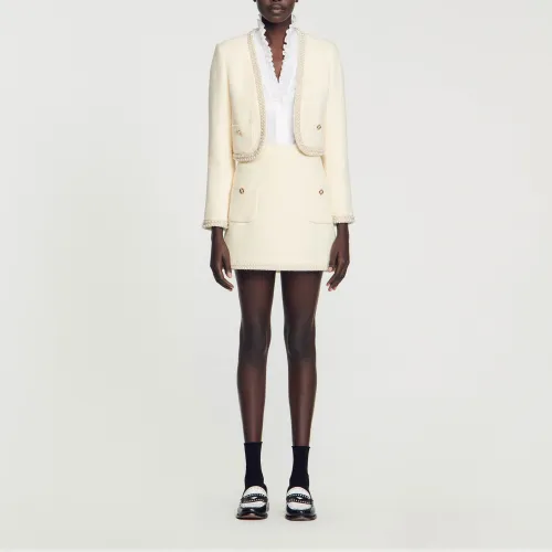 Jupe en tweed perlée - Sandro Paris - Modalova