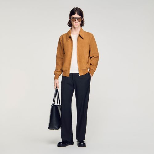 Blouson en cuir de chèvre - Sandro Paris - Modalova