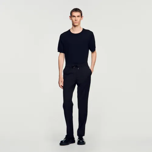 Pantalon droit élastiqué - Sandro Paris - Modalova