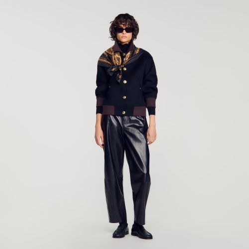 Manteau court à col contrasté - Sandro Paris - Modalova