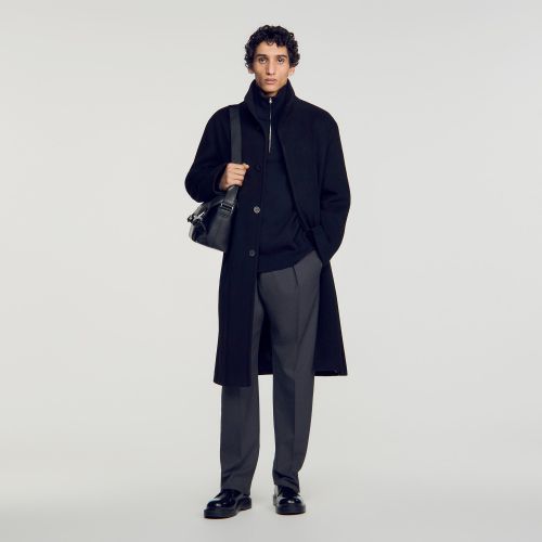 Manteau long en laine et cachemire - Sandro Paris - Modalova