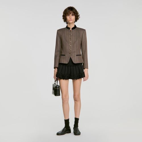 Veste de costume en laine rayée - Sandro Paris - Modalova
