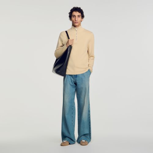 Pull en laine à col zippé - Sandro Paris - Modalova