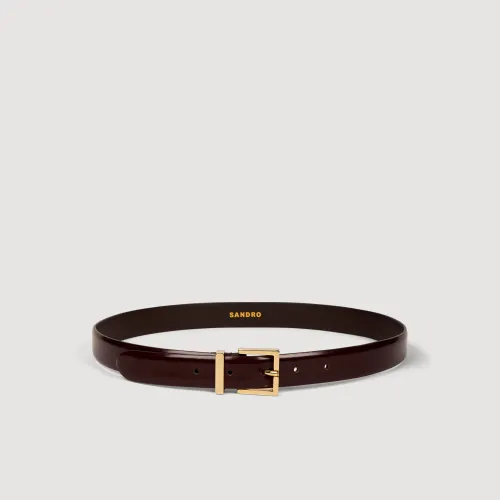 Ceinture en cuir lisse boucle métal - Sandro Paris - Modalova