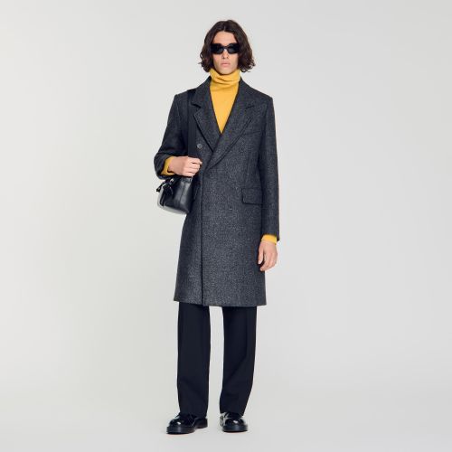 Manteau croisé en laine vierge - Sandro Paris - Modalova