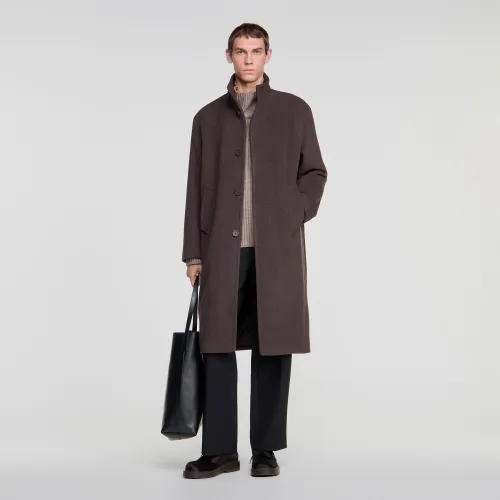 Manteau long en laine et cachemire - Sandro Paris - Modalova