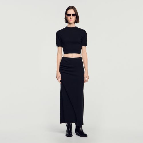 Pull court en laine et cachemire - Sandro Paris - Modalova