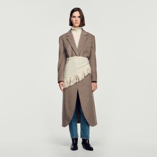 Manteau long en laine double face - Sandro Paris - Modalova