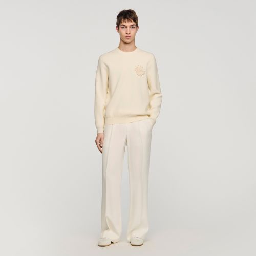 Sweat en tricot à fleur en crochet - Sandro Paris - Modalova