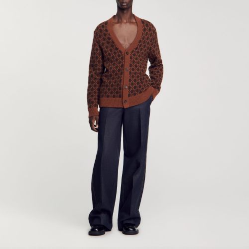 Cardigan jacquard square cross - Sandro Paris - Modalova
