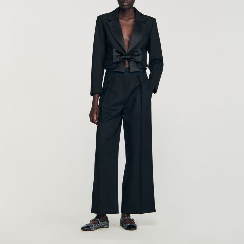 Veste courte à naud satiné - Sandro Paris - Modalova