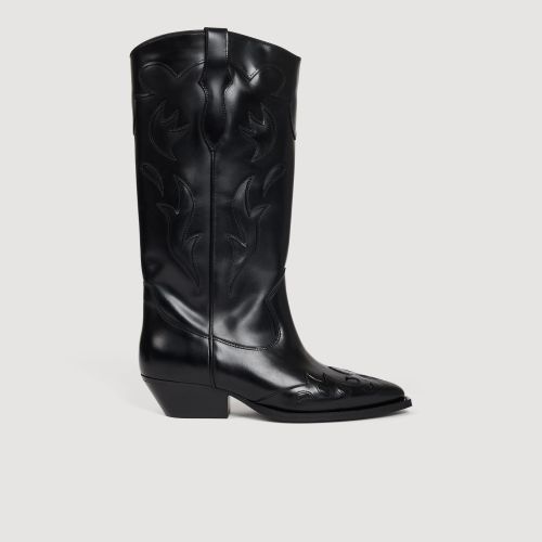 Bottes santiag en cuir - Sandro Paris - Modalova