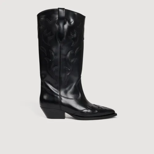 Bottes santiag en cuir - Sandro Paris - Modalova