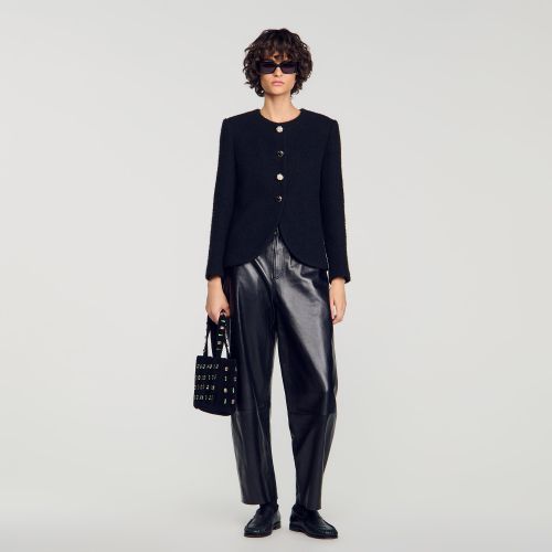 Veste en tweed à boutons fantaisie - Sandro Paris - Modalova