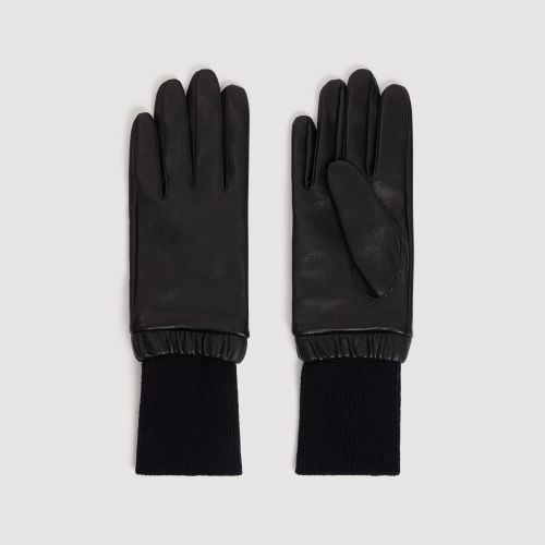 Gants en cuir et maille côtelée - Sandro Paris - Modalova