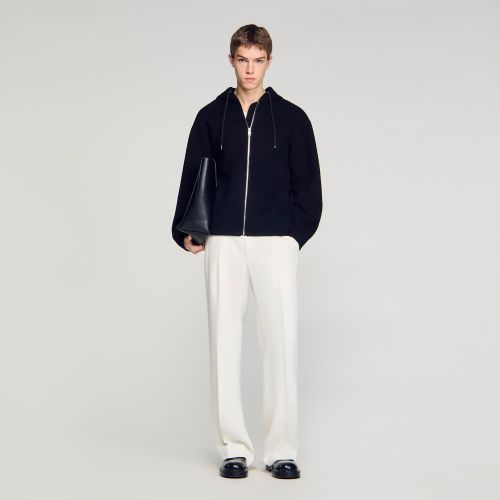 Blouson en laine à capuche zippé - Sandro Paris - Modalova