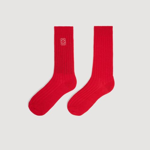 Chaussettes côtelées à logo - Sandro Paris - Modalova