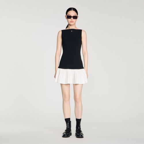 Robe courte en maille bicolore - Sandro Paris - Modalova