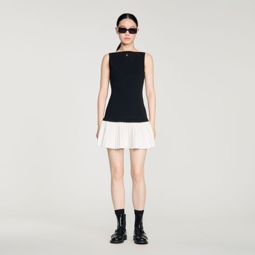 Robe courte en maille bicolore - Sandro Paris - Modalova