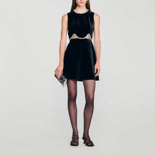 Robe courte en velours à découpes - Sandro Paris - Modalova