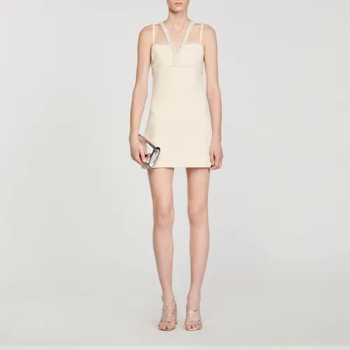 Robe courte ornée de perles - Sandro Paris - Modalova