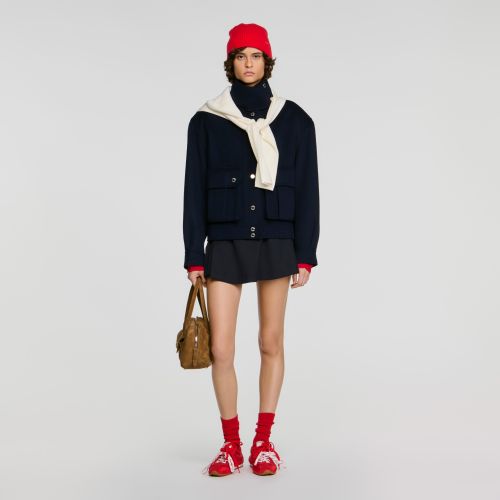 Manteau double face col montant - Sandro Paris - Modalova