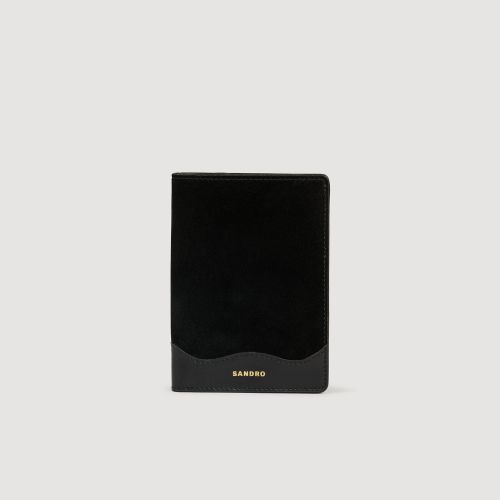 Pochette de passeport en cuir et suède - Sandro Paris - Modalova